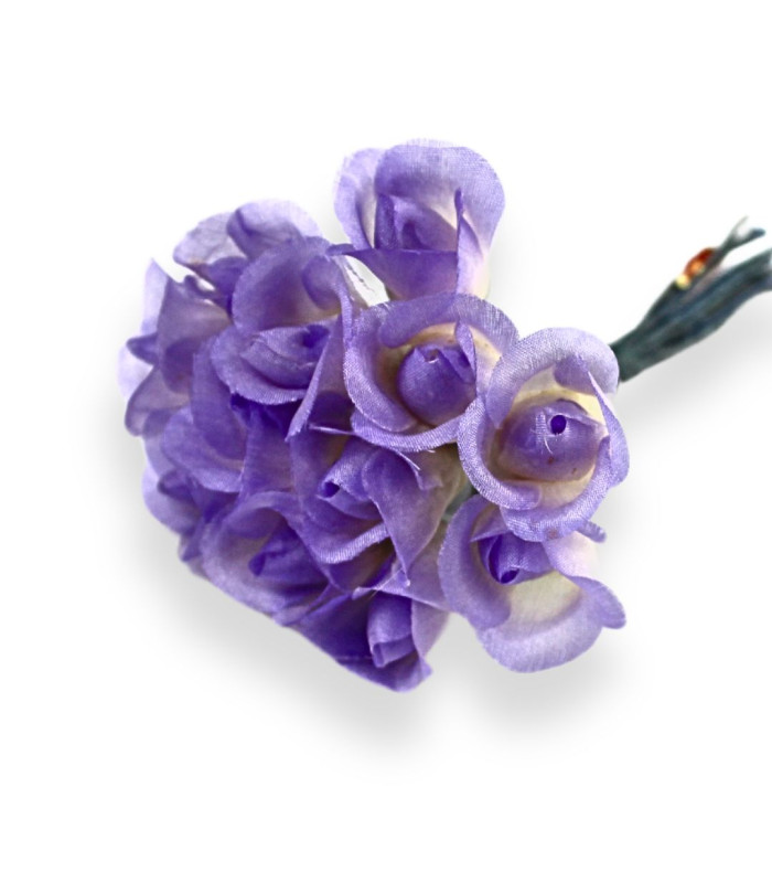 BUNCH OF 12 FABRIC MINI FLOWERS