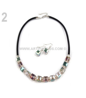 Juego Collar Y Pendientes Turquesa Collar: 47 Cms. Pendientes: 3,2 Cms. - hilo de