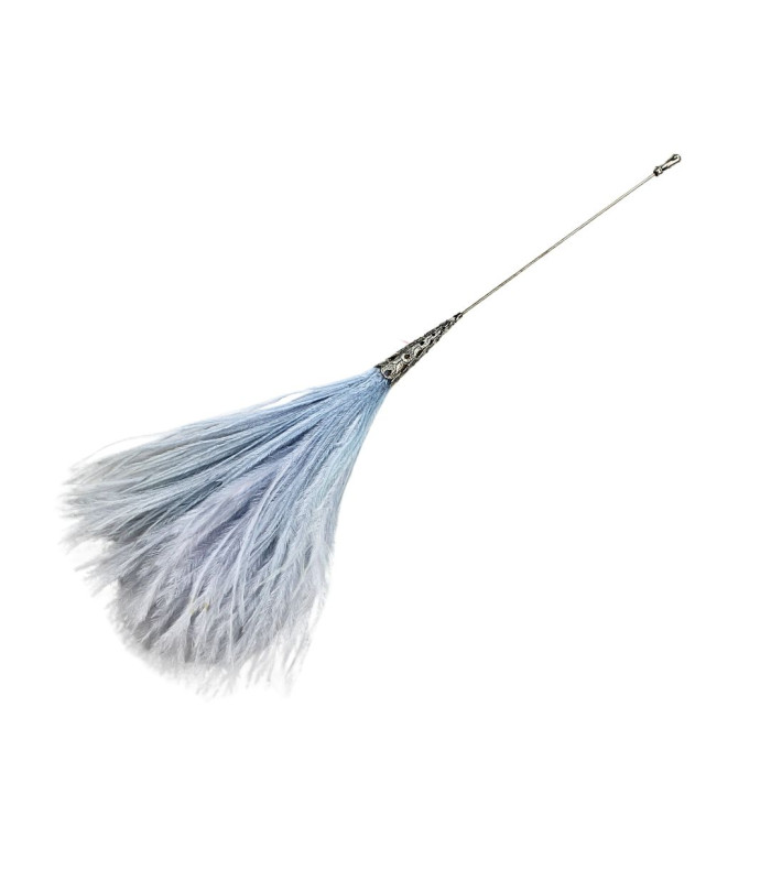 OSTRICH FEATHER BROOCH - DECORATIVE PIN WITH NEEDLE COVER
