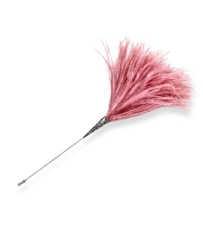 OSTRICHFEDER-BROCHE - DEKORATIVES KLAMMER MIT NÄDELSCHUTZ