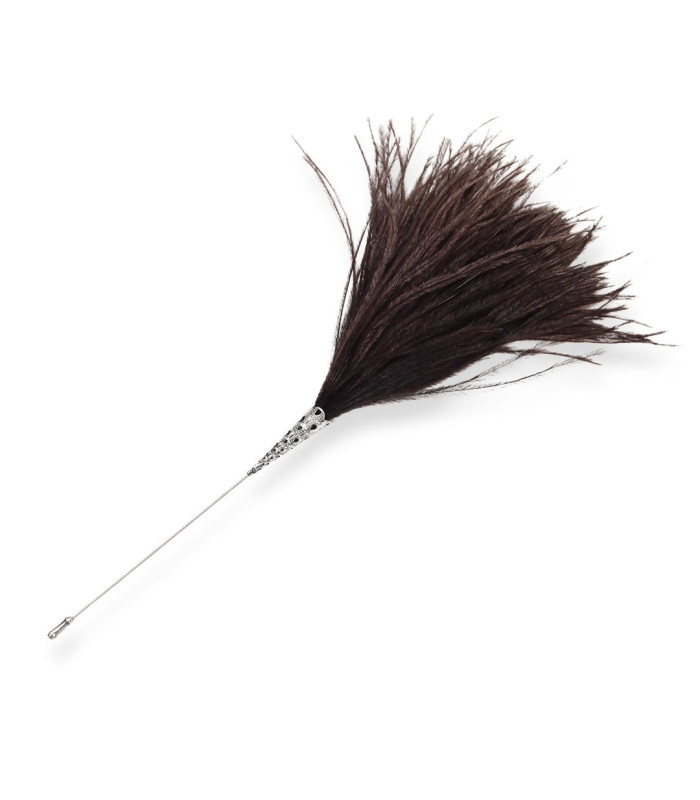 BROCHE DE PLUMAS DE AVESTRUZ - ALFILER DECORATIVO CON CUBRE AGUJAS