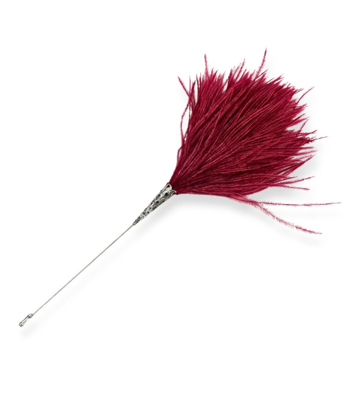 OSTRICHFEDER-BROCHE - DEKORATIVES KLAMMER MIT NÄDELSCHUTZ