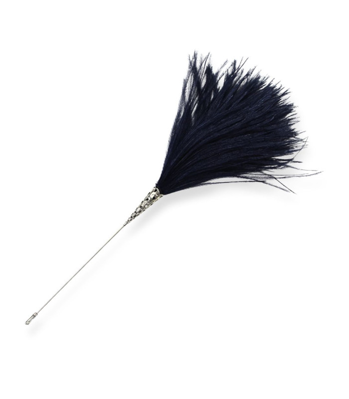 OSTRICHFEDER-BROCHE - DEKORATIVES KLAMMER MIT NÄDELSCHUTZ