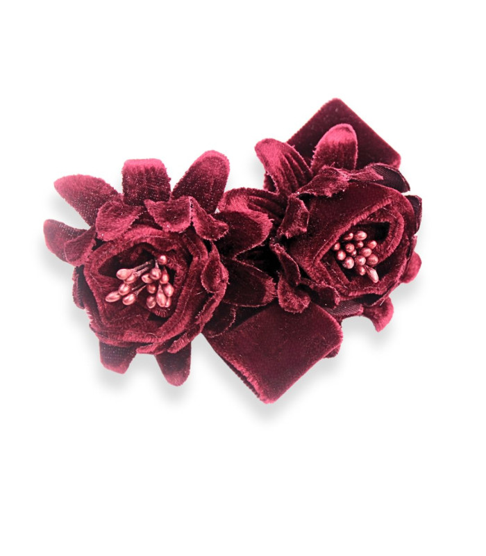 RAMILLETE DE 2 FLORES DE TERCIOPELO CON PISTILOS