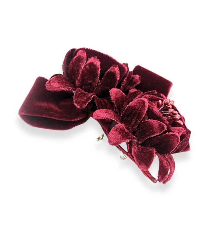 RAMILLETE DE 2 FLORES DE TERCIOPELO CON PISTILOS