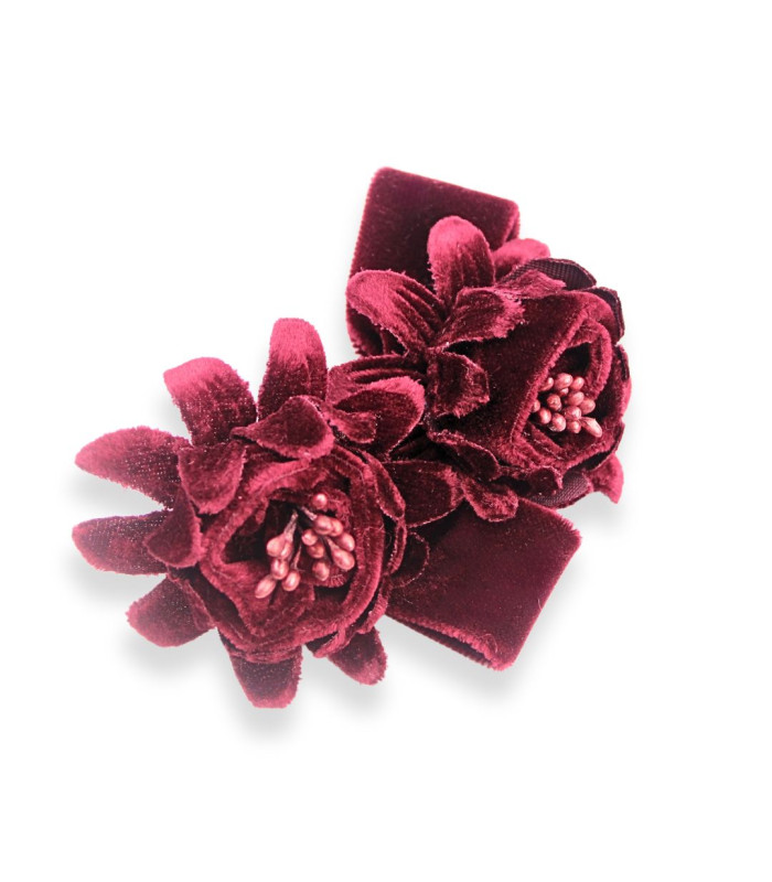 RAMILLETE DE 2 FLORES DE TERCIOPELO CON PISTILOS
