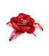 FLOR DE TERCIOPELO CON HOJAS SINAMAY Y LENTEJUELAS