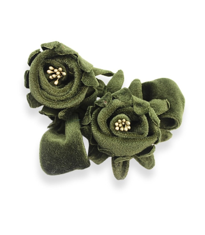 RAMILLETE DE 2 FLORES DE TERCIOPELO CON PISTILOS