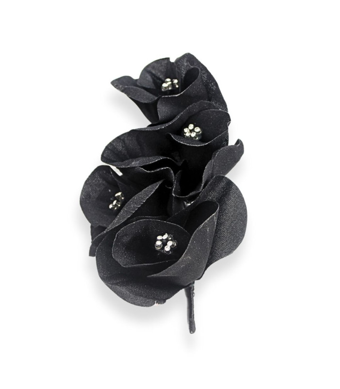 RAMILLETE DE FLORES DE TELA SINTÉTICA CON STRASS