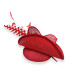 TOCADO ROJO SINAMAY - PLUMA DE PAVO - ANTENAS DE GALLO