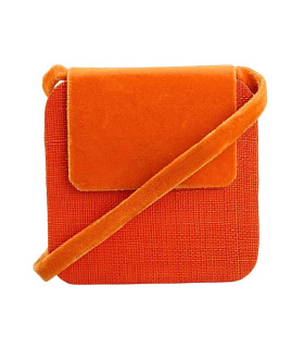 SINAMAY VELVET ORANGE SQUARE BAG