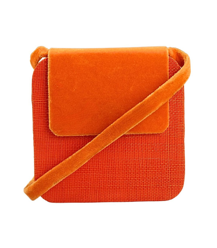SINAMAY VELVET ORANGE SQUARE BAG