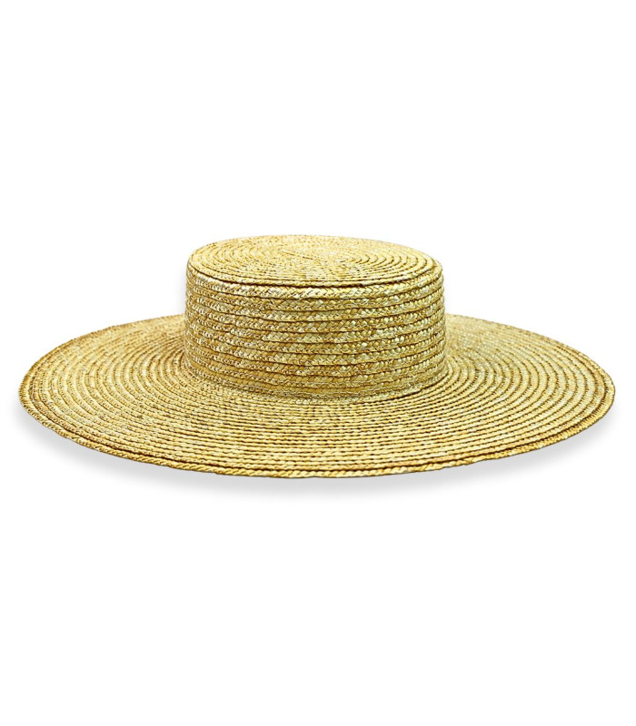 NATURAL BRAIDED STRAW BOATER HAT FOR WOMEN – ADJUSTABLE