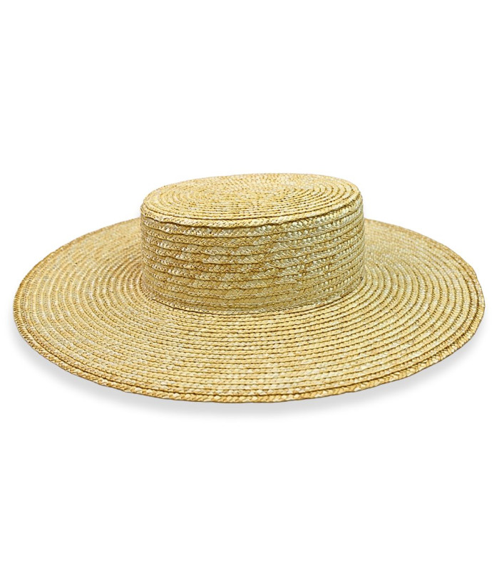 NATURAL BRAIDED STRAW BOATER HAT FOR WOMEN – ADJUSTABLE