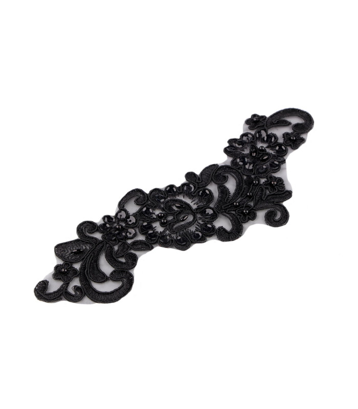 LACE APPLIQUE WITH BEADS AND SEQUINS – 8X24CM