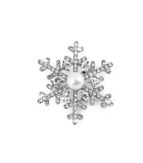BROCHE FLOCOS DE NEVE COM PÉROLA