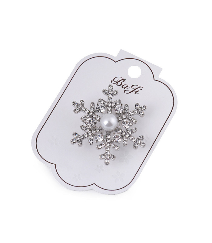 BROCHE FLOCOS DE NEVE COM PÉROLA