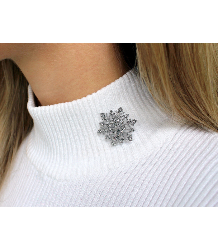 BROCHE DE FLOCO DE NEVE COM PEDRARIA