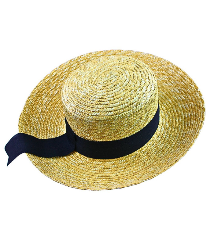PAMELA DE PALHA NATURAL TRANÇADA COM FITA – AJUSTÁVEL