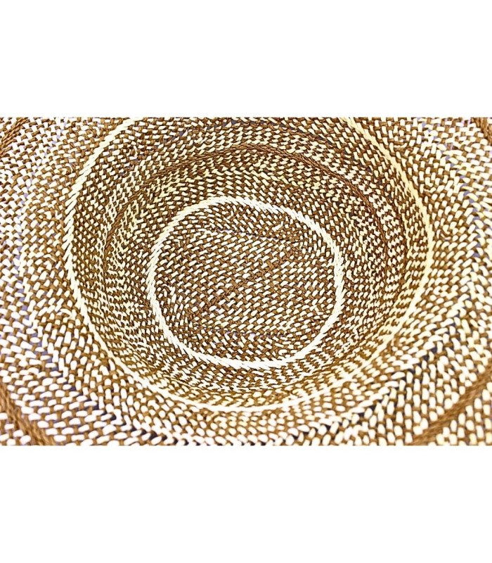 BICOLOR PAPER FIBER CAPELINE WITH FRINGED FINISH