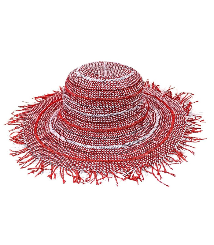 CAPELINA DE FIBRA DE PAPEL BICOLOR CON ACABADO DE FLECOS