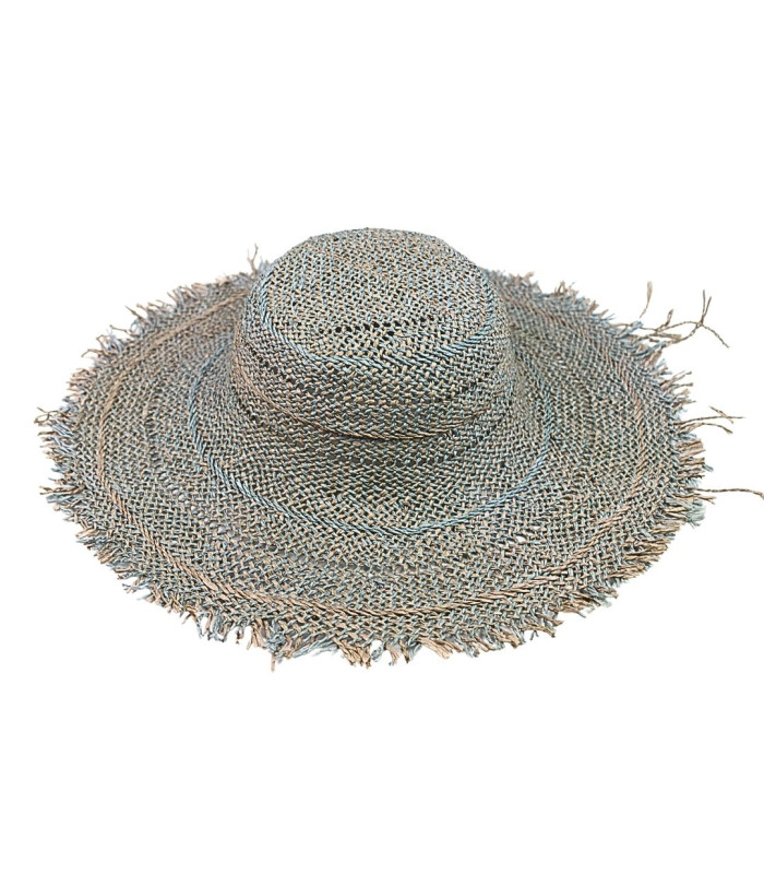 BICOLOR PAPER FIBER CAPELINE WITH FRINGED FINISH