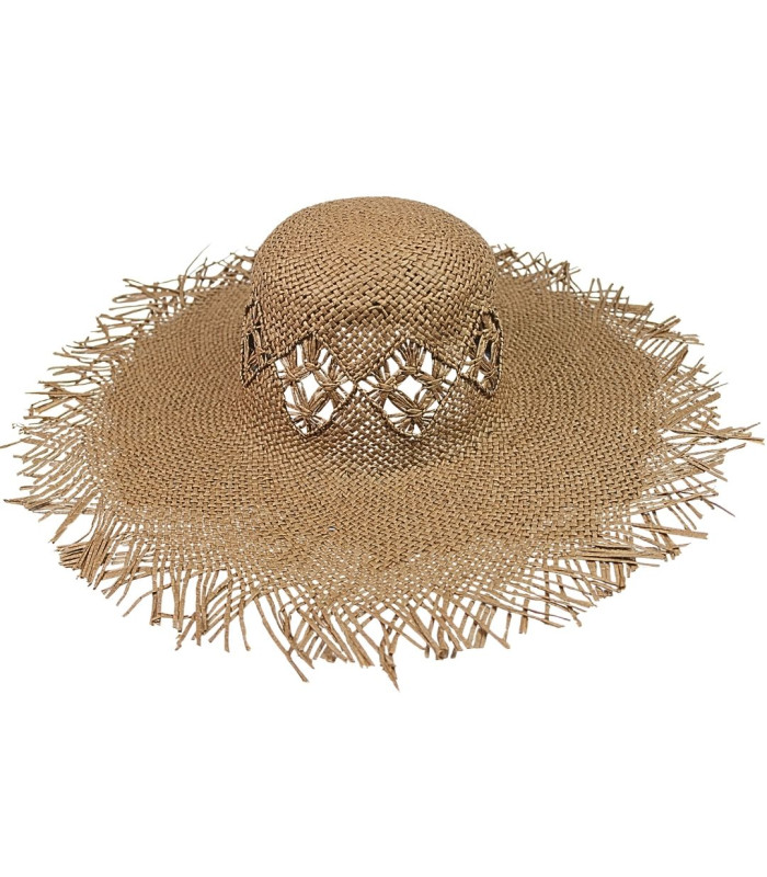 PAPER FIBER CAPELINA WITH FRINGED FINISH