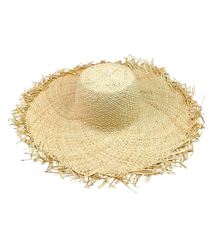 BRAIDED RAFFIA STRAW CAPELINE – FRINGED FINISH