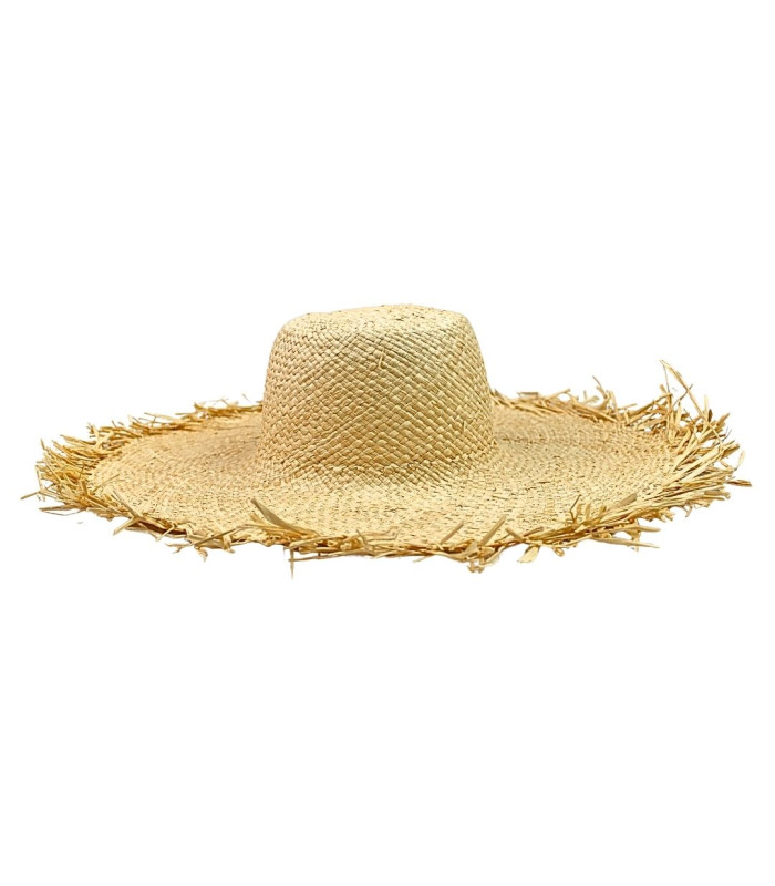 BRAIDED RAFFIA STRAW CAPELINE – FRINGED FINISH