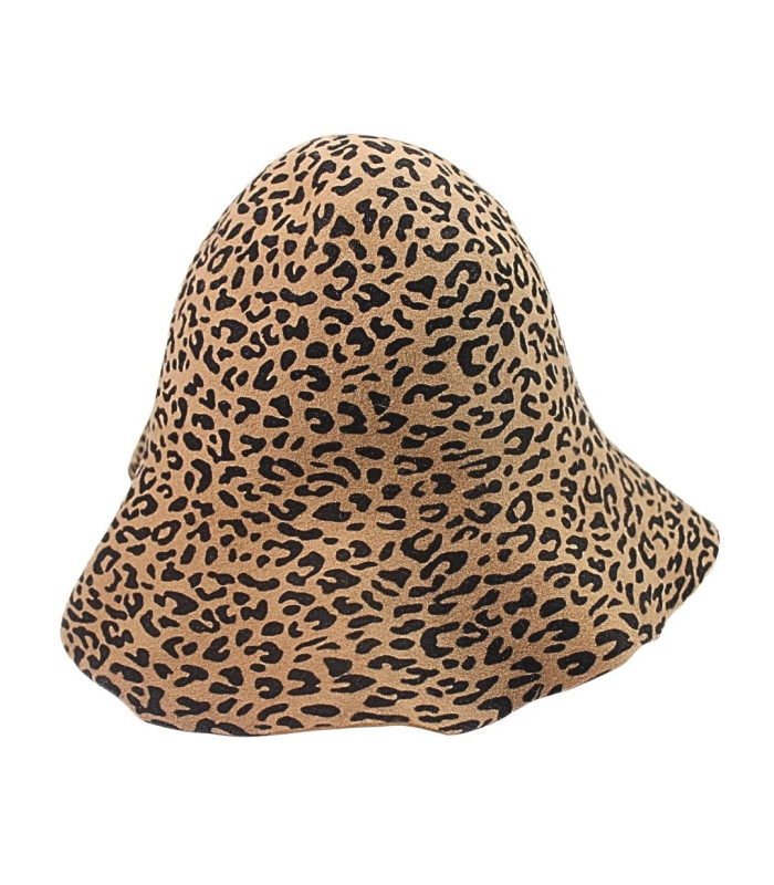 LEOPARD PRINT FELT CAPELINE - 100% MERINO WOOL