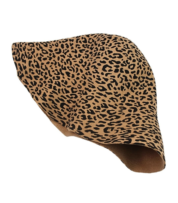 LEOPARD PRINT FELT CAPELINE - 100% MERINO WOOL
