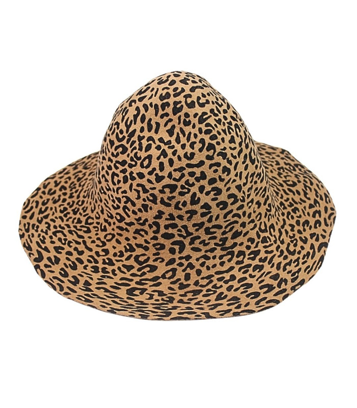 LEOPARD PRINT FELT CAPELINE - 100% MERINO WOOL