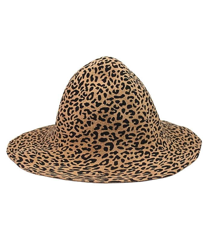 LEOPARD PRINT FELT CAPELINE - 100% MERINO WOOL