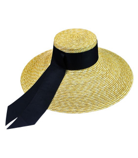 BRAIDED NATURAL STRAW WIDE-BRIM HAT – ADJUSTABLE