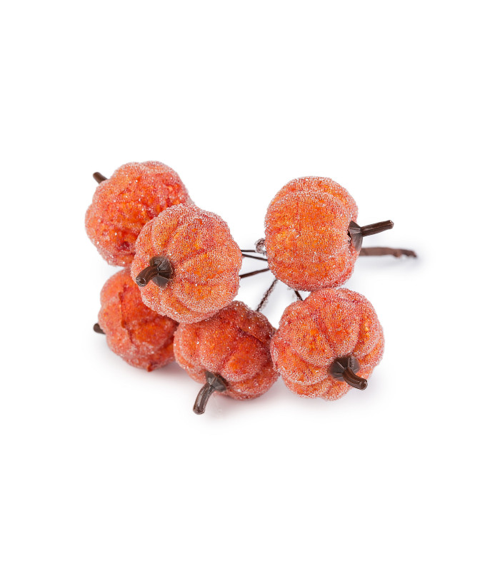 PISTILOS CON FORMA DE CALABAZAS ARTIFICIALES ESCARCHADAS CON ALAMBRE – SET 6 UDS.