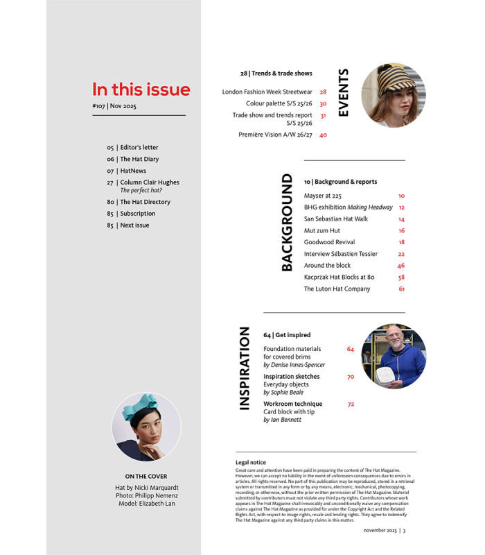 Issue 107 (November 2025) of The Hat Magazine