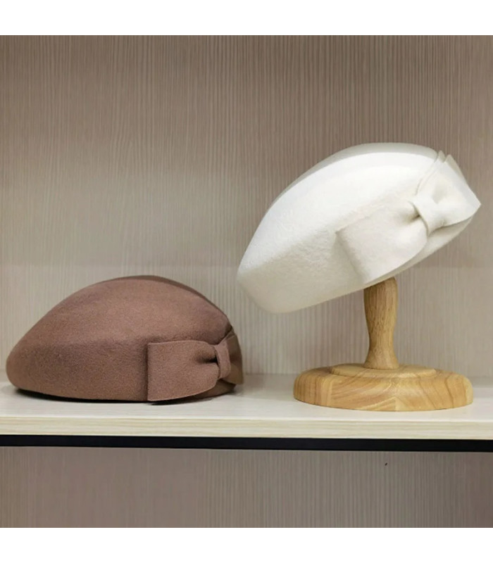 Große Damen-Baskenmütze PillBox – 100 % Wollfilz