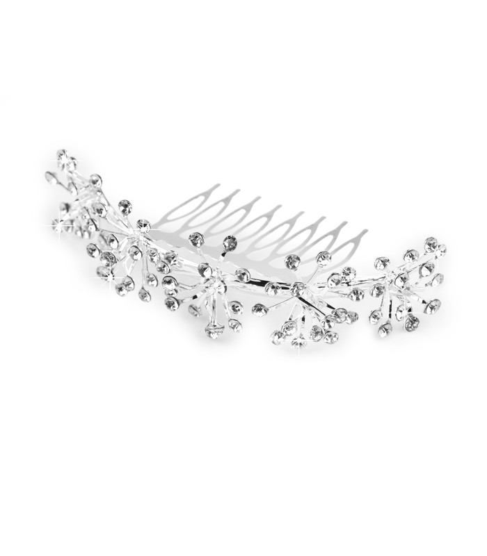 RHINESTONE HAIR COMB WITH FLOWERS