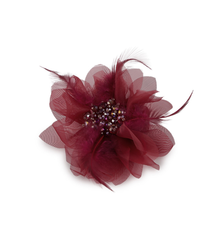 BROCHE CON CUENTAS DE CRISTAL Y PLUMAS