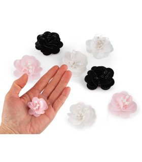 Flor de lentejuelas con cuentas Ø 3,8 cm