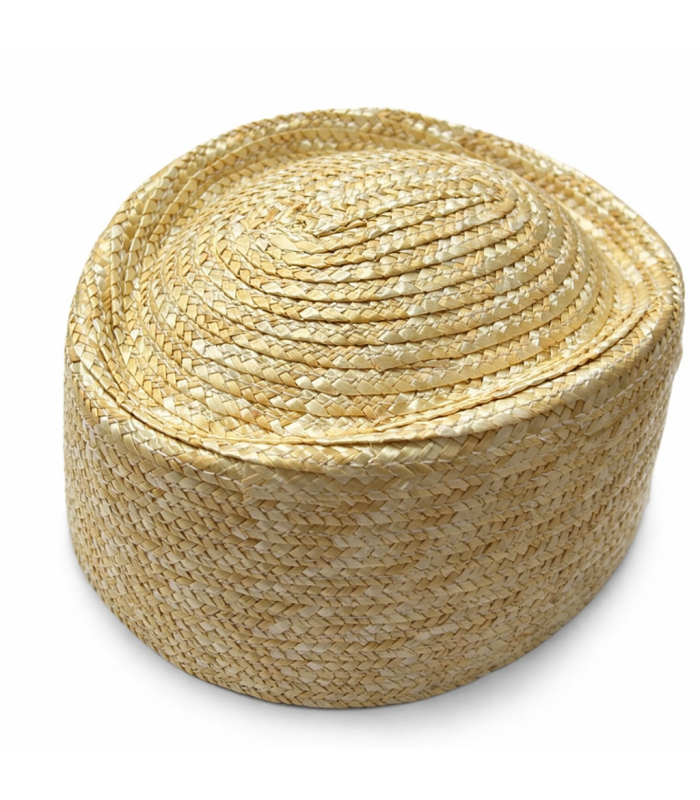 Base Pillbox em Palha Natural Trançada com Banda Interior – Fabricado em Espanha