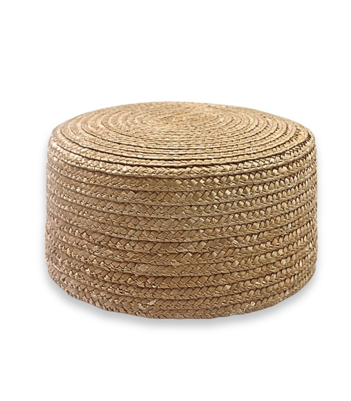 CASQUETE PILLBOX DE PAJA NATURAL TRENZADA