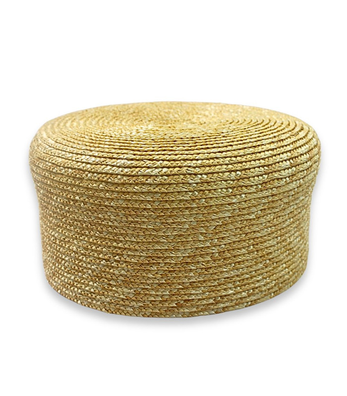 CASQUETE PILLBOX DE PAJA NATURAL TRENZADA