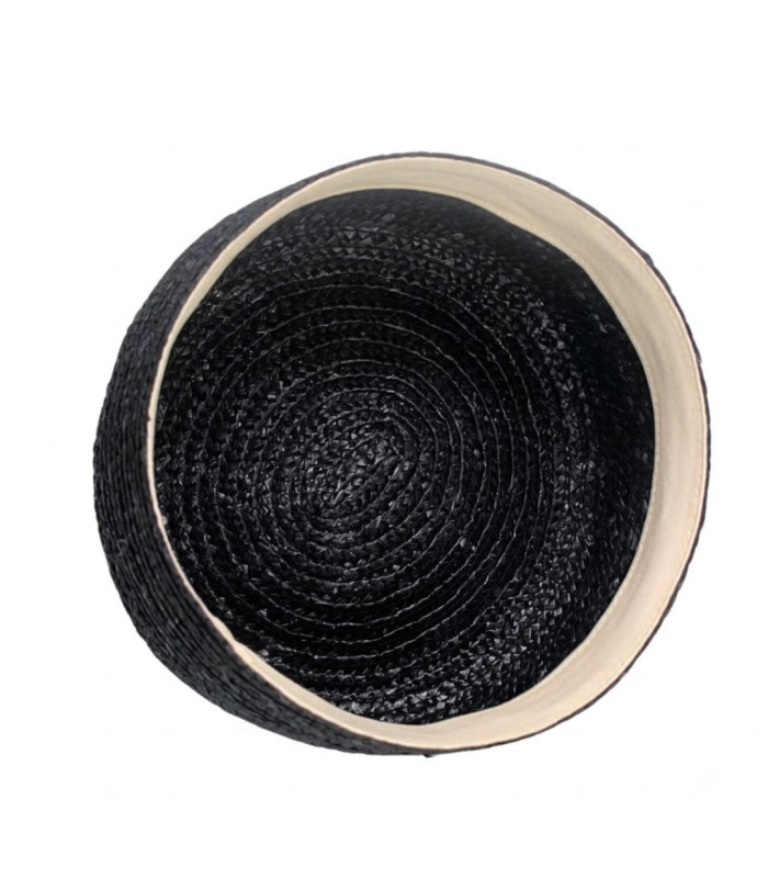 NATURAL BRAIDED STRAW PILLBOX BERET