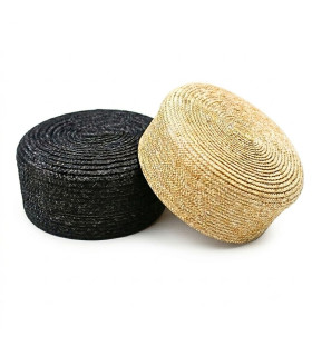 CASQUETE PILLBOX DE PAJA NATURAL TRENZADA