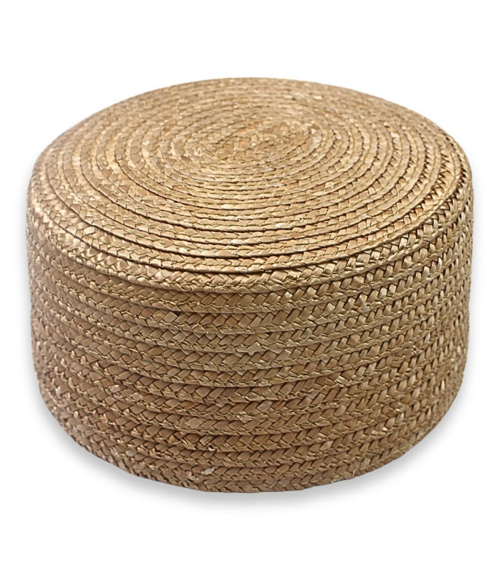 CASQUETE PILLBOX DE PAJA NATURAL TRENZADA