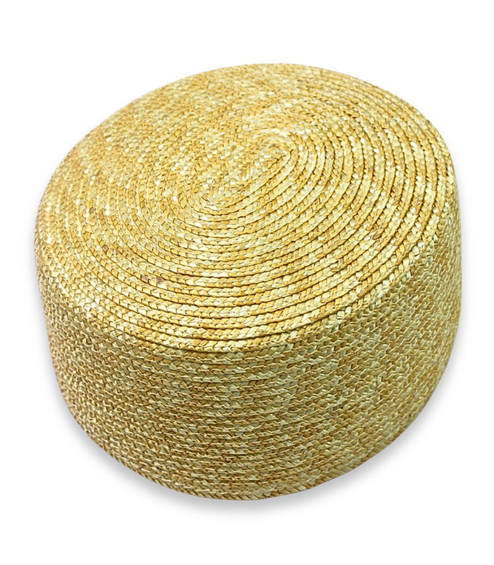 CASQUETE PILLBOX DE PAJA NATURAL TRENZADA