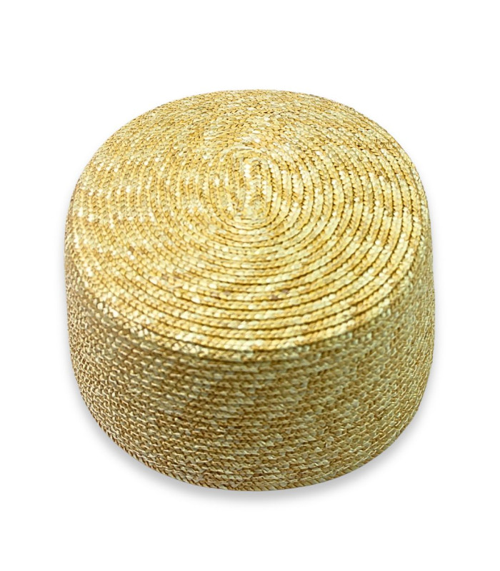 CASQUETE PILLBOX DE PAJA NATURAL TRENZADA