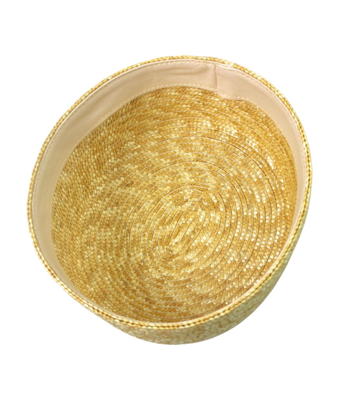 CASQUETE PILLBOX DE PAJA NATURAL TRENZADA