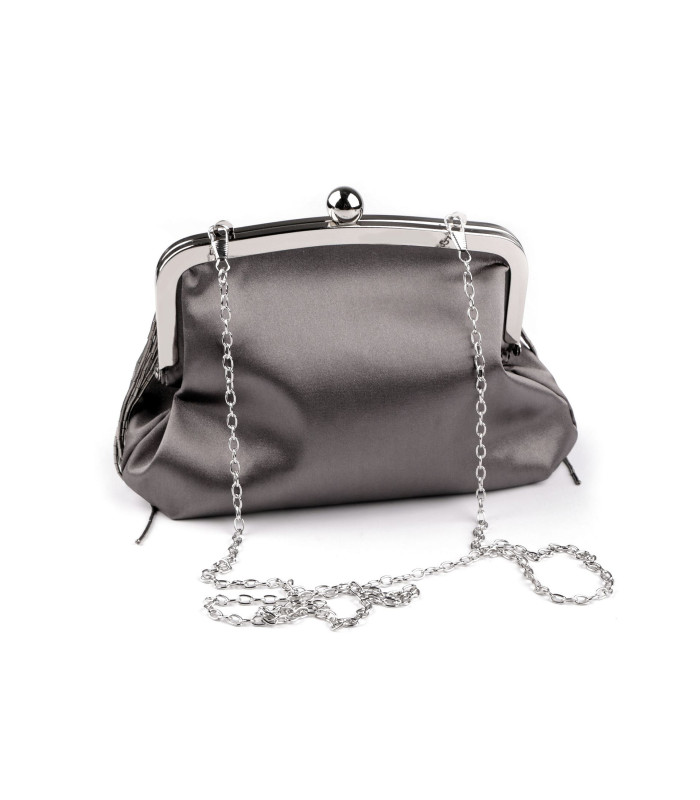 ABENDTASCHE AUS SATIN MIT PERLENFRANSEN